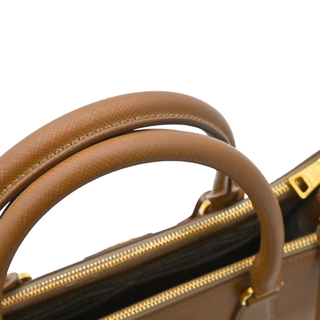 Caramel Brown Saffiano Galleria Double Zip Tote