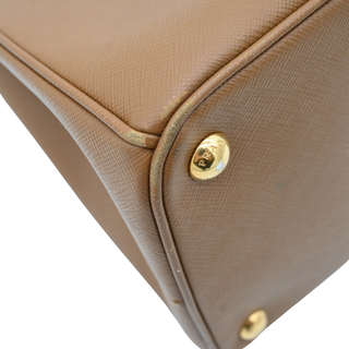 Caramel Brown Saffiano Galleria Double Zip Tote