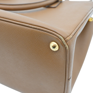 Caramel Brown Saffiano Galleria Double Zip Tote