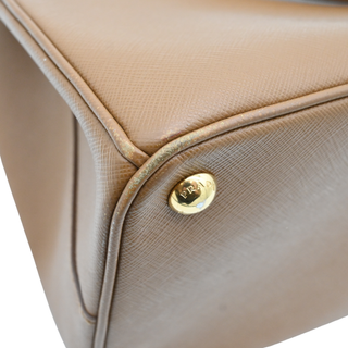 Caramel Brown Saffiano Galleria Double Zip Tote
