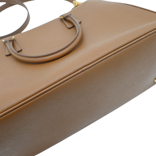 Caramel Brown Saffiano Galleria Double Zip Tote