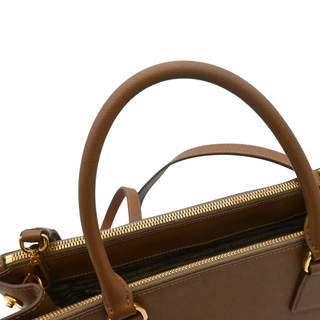 Caramel Brown Saffiano Galleria Double Zip Tote