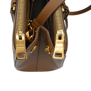 Caramel Brown Saffiano Galleria Double Zip Tote