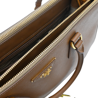 Caramel Brown Saffiano Galleria Double Zip Tote