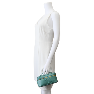 Seafoam Green Vintage Caviar CC Vanity Cosmetic Case