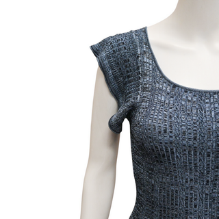 Mouliné Blue Knitted Short Dress
