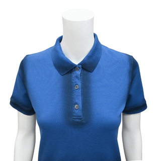 Faded Greek Blue Stretch Cotton Polo Shirt