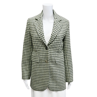 Sage Houndstooth Wool Blazer