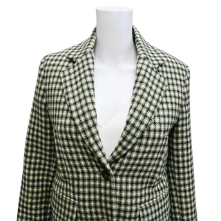Sage Houndstooth Wool Blazer