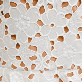 Optic White Floral Cotton Eyelet Dress