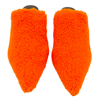 Neon Orange Dive Shearling Mules