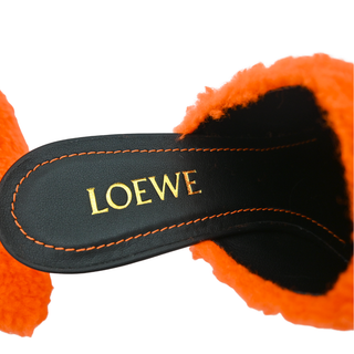 Neon Orange Dive Shearling Mules