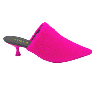 Neon Pink Dive Shearling Mules