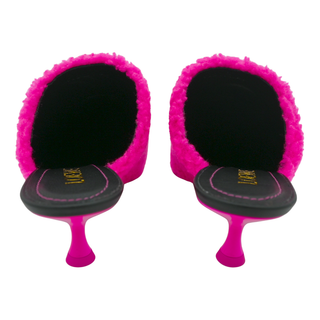 Neon Pink Dive Shearling Mules