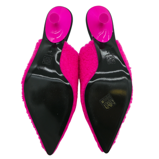 Neon Pink Dive Shearling Mules