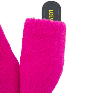 Neon Pink Dive Shearling Mules
