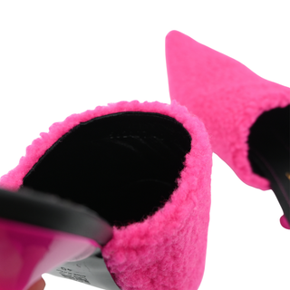 Neon Pink Dive Shearling Mules