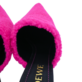 Neon Pink Dive Shearling Mules