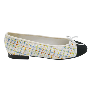 Multicolor Tweed Grosgrain Cap-Toe Ballerina Flats