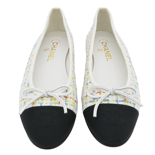 Multicolor Tweed Grosgrain Cap-Toe Ballerina Flats