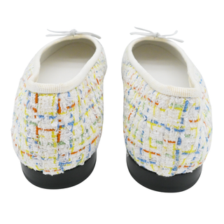 Multicolor Tweed Grosgrain Cap-Toe Ballerina Flats