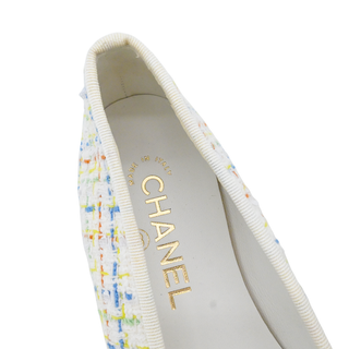 Multicolor Tweed Grosgrain Cap-Toe Ballerina Flats