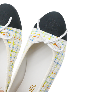 Multicolor Tweed Grosgrain Cap-Toe Ballerina Flats