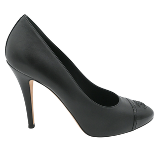 Black Leather CC Cap-Toe Pumps