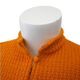 Orange Fringed Knit Cropped Jacket