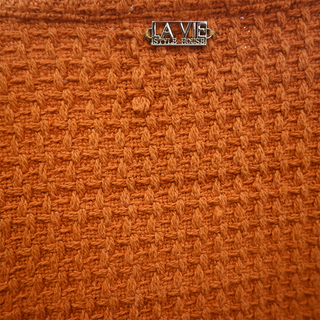 Orange Fringed Knit Cropped Jacket