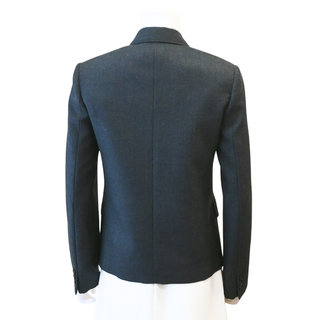 Charcoal Grey Wool Twill Double-Breasted Blazer