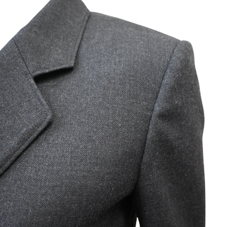 Charcoal Grey Wool Twill Double-Breasted Blazer