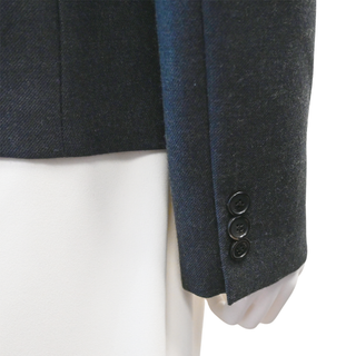 Charcoal Grey Wool Twill Double-Breasted Blazer