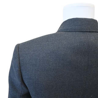 Charcoal Grey Wool Twill Double-Breasted Blazer