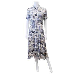 Kiera Blue Mythical Silk Shirt Dress