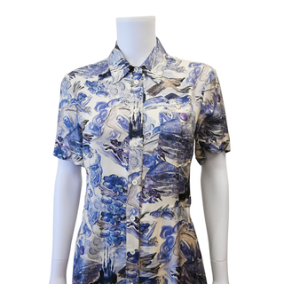 Kiera Blue Mythical Silk Shirt Dress