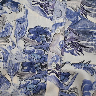 Kiera Blue Mythical Silk Shirt Dress
