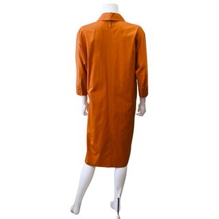 Burnt Orange Cotton Midi Shirt Dress
