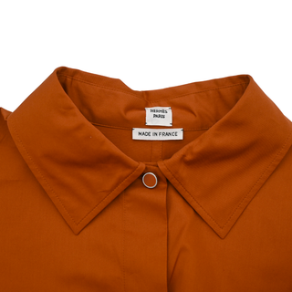 Burnt Orange Cotton Midi Shirt Dress