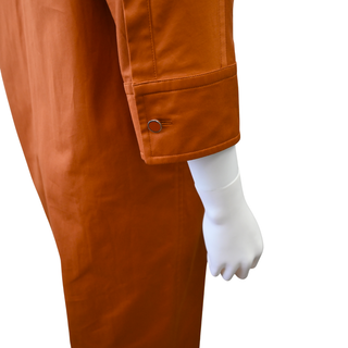 Burnt Orange Cotton Midi Shirt Dress