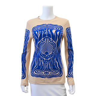 Beige Velvet Tattoo Stretch Top