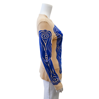 Beige Velvet Tattoo Stretch Top