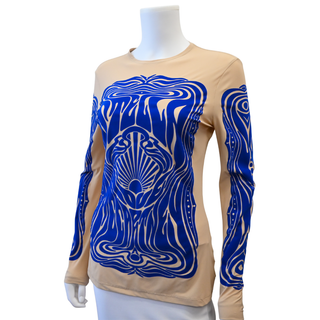 Beige Velvet Tattoo Stretch Top