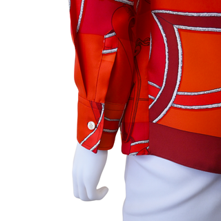 Red Equestrian Print Silk Blouse