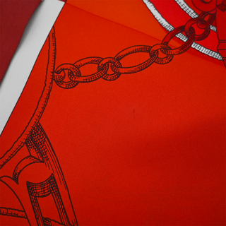 Red Equestrian Print Silk Blouse