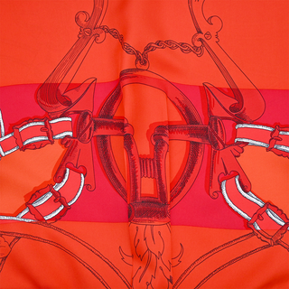 Red Equestrian Print Silk Blouse