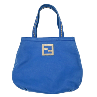 FENDI | Cobalt Blue Nubuck FF Chains Tote Bag