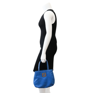 Cobalt Blue Nubuck FF Chains Tote Bag