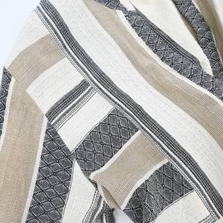 Textured Striped Cotton Peplum Blouse