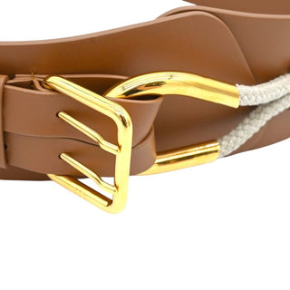 Tan Dual Strap Knot Detail Leather Belt